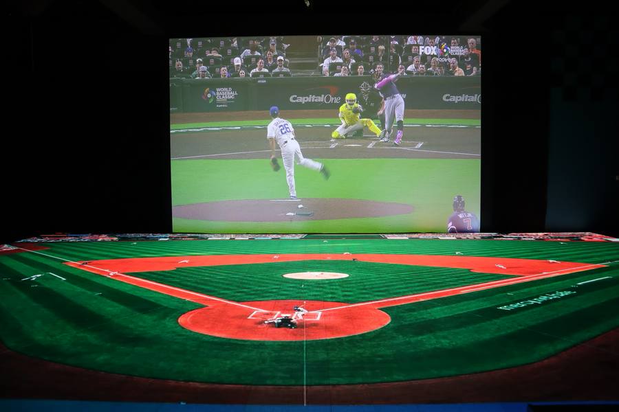 Baseball watch party setup